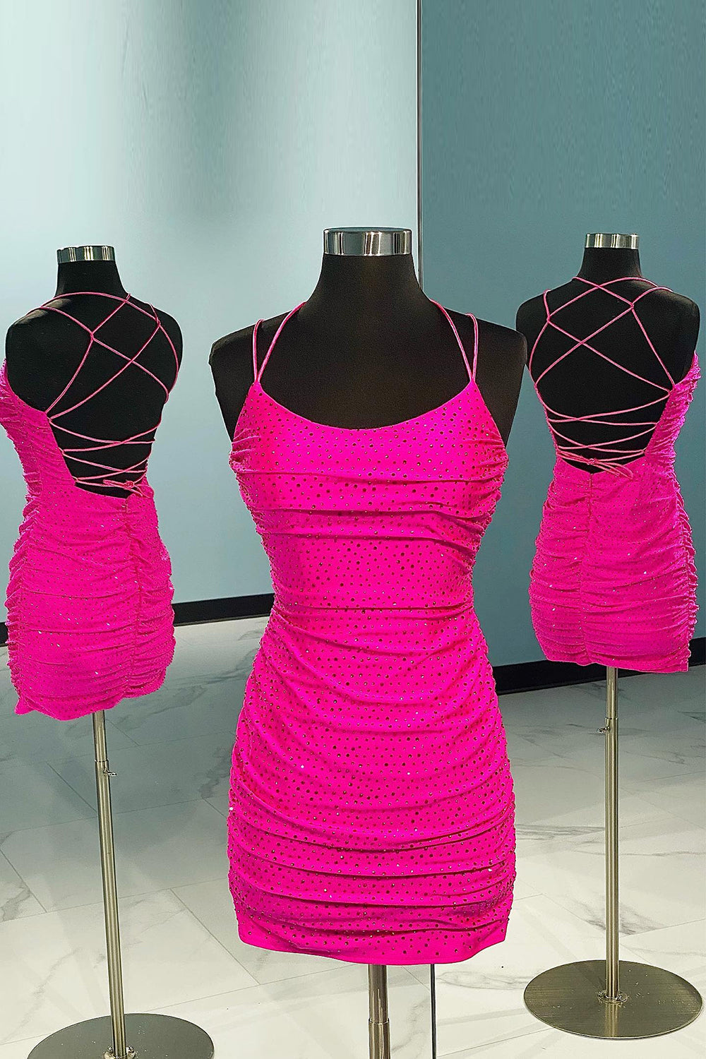 Black Homecoming Dresses Lace Up Tight Cocktail Dresses