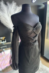 Black Homecoming Dresses Off The Shoulder Sweetheart Bodycon Cocktail Dresses
