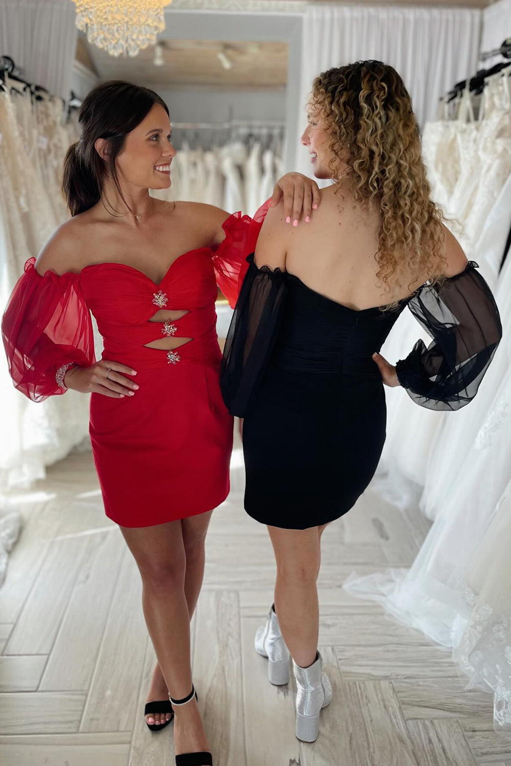 Black Homecoming Dresses Off The Shoulder Sweetheart Bodycon Cocktail Dresses