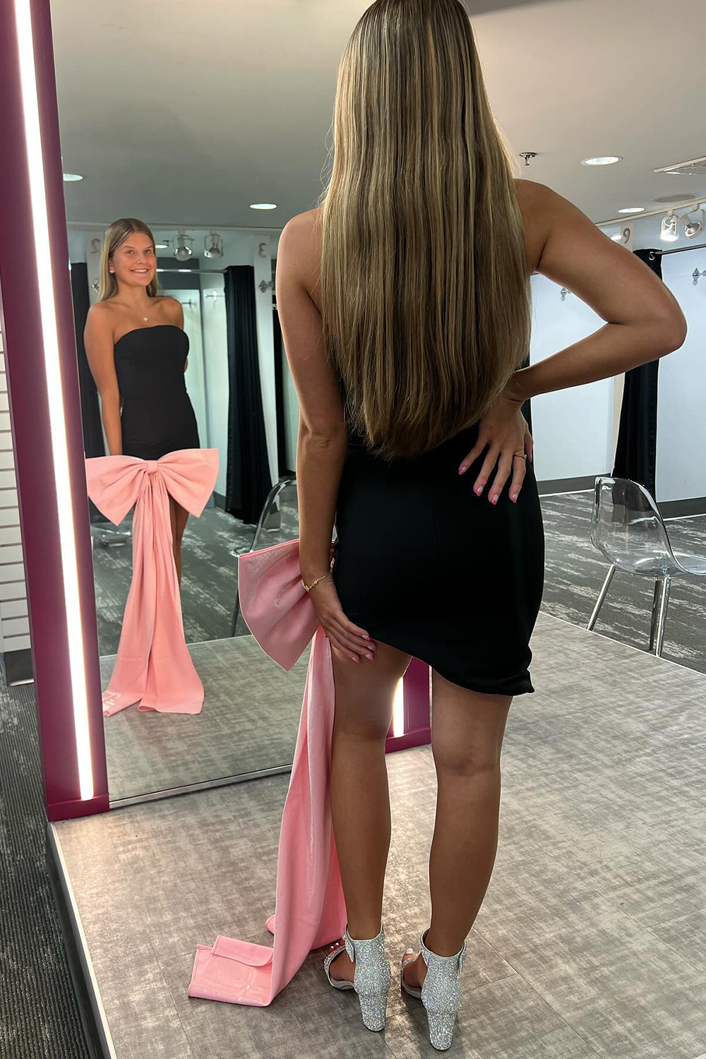 Black Homecoming Dresses Sweetheart Tight Short Cocktail Dresses With Bow