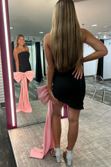 Black Homecoming Dresses Sweetheart Tight Short Cocktail Dresses With Bow