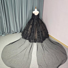 Black Long Sleeve Quinceanera Dress Ball Gown Off The Shoulder Sweet 16 Dress