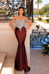 Black Mermaid Prom Dress Sleeveless Spaghetti Straps Formal Dress With Beadings and Rhinestones