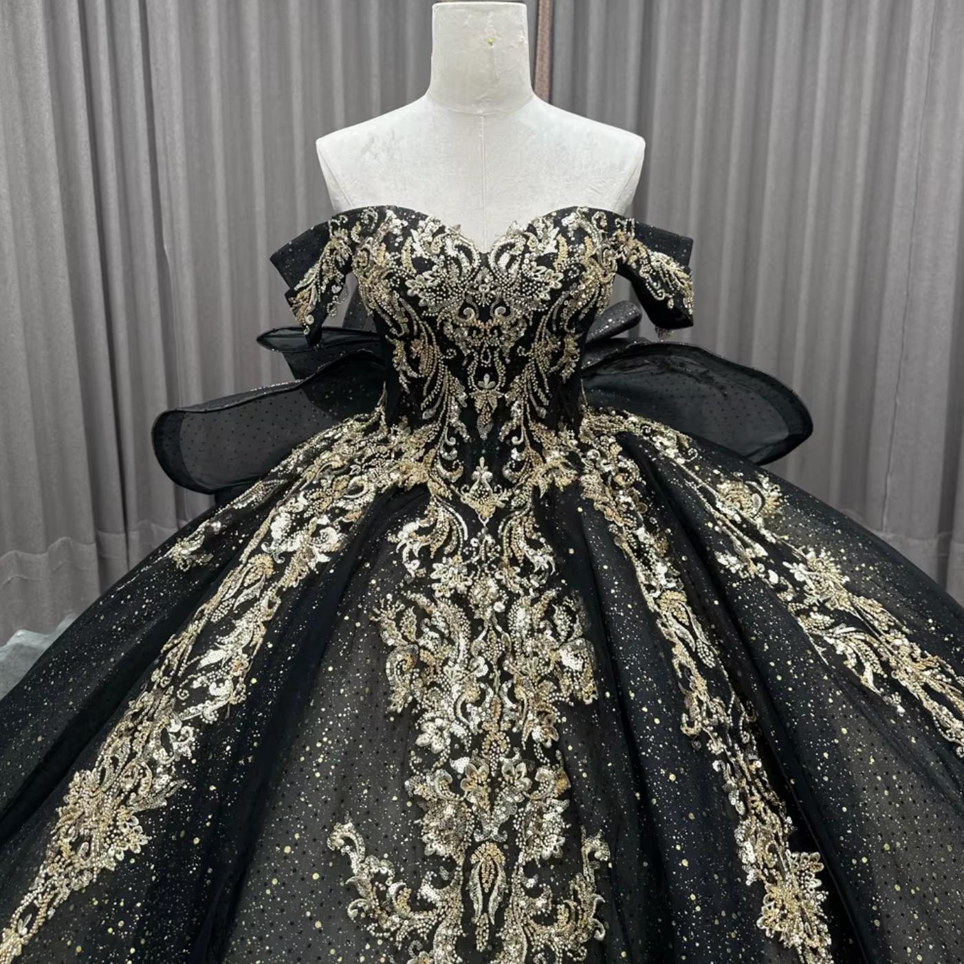 Black Off the Shoulder Quinceanera Dress Ball Gown Sweet 16 Dress