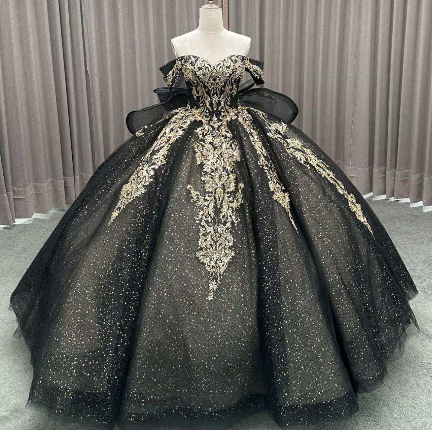 Black Off the Shoulder Quinceanera Dress Ball Gown Sweet 16 Dress
