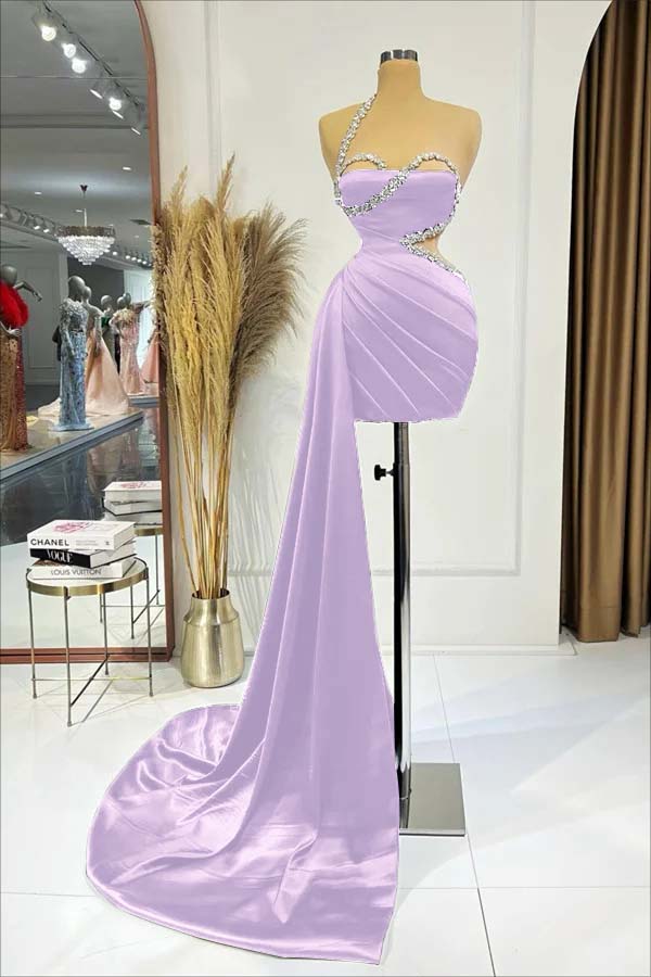 Black One Shoulder Homecoming Dress Sleeveless Short Cocktail Dress Pleated With Ruffles