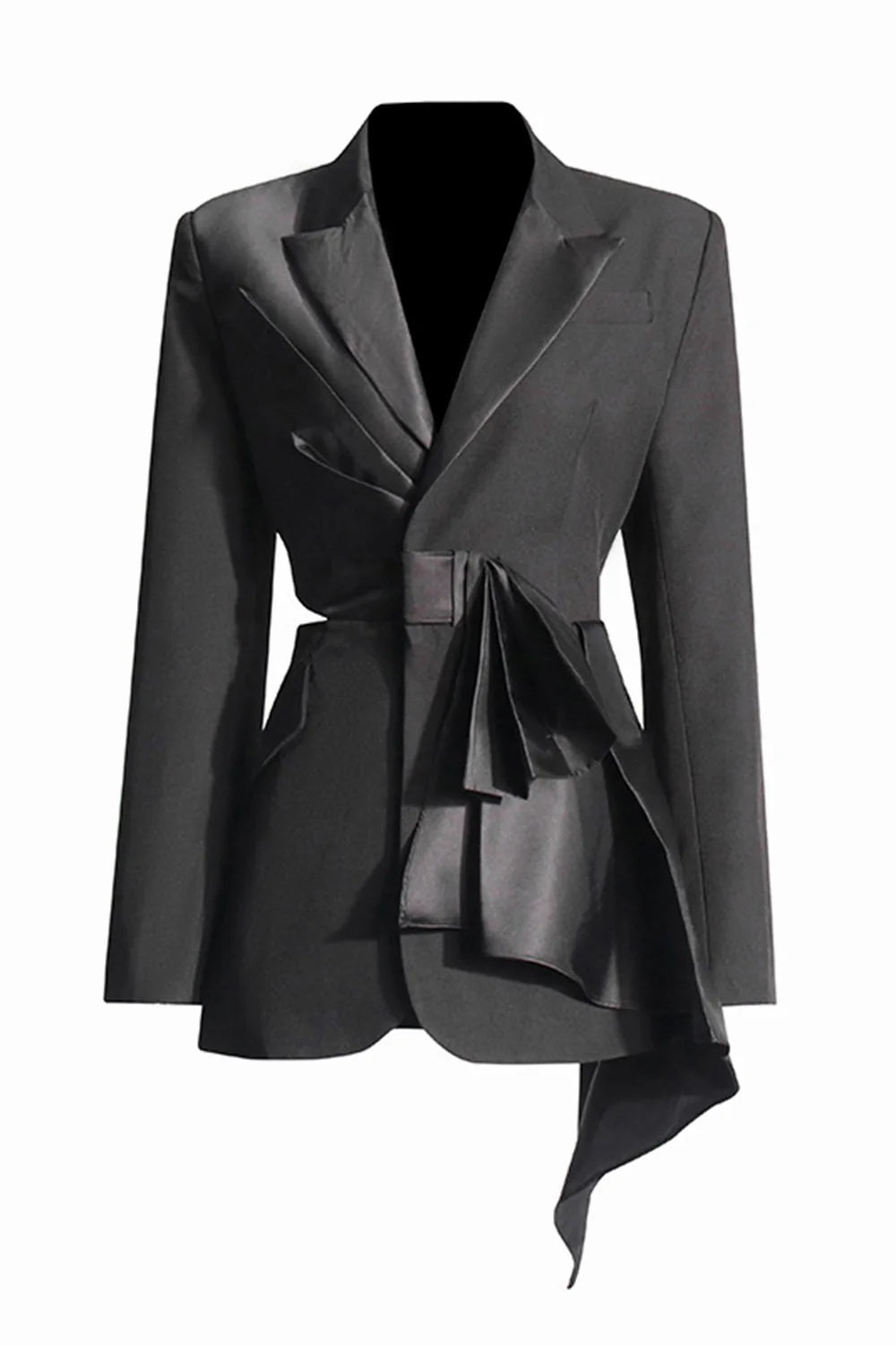Black Peak Lapel Blazer With Cut-Out Design For Women