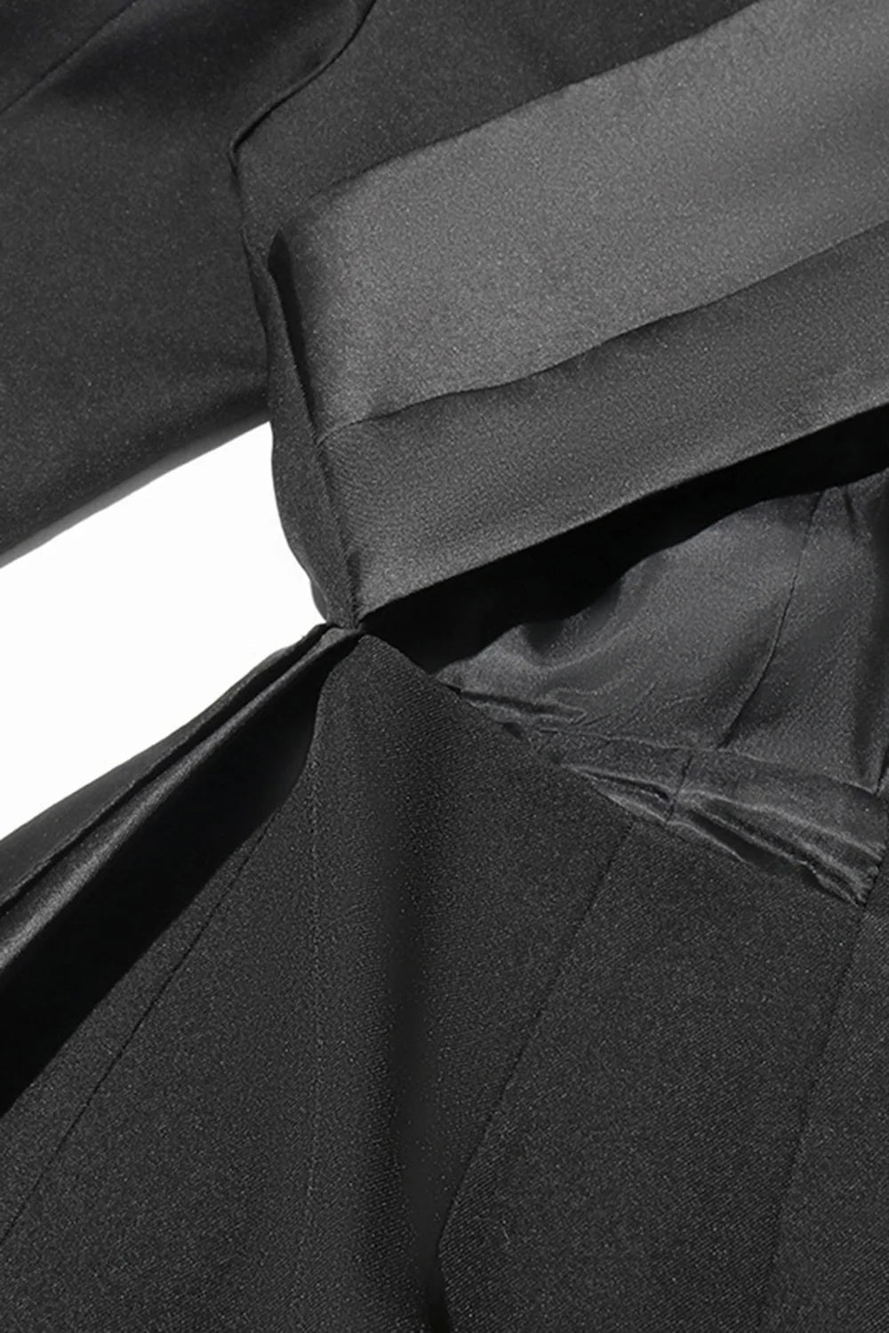 Black Peak Lapel Blazer With Cut-Out Design For Women