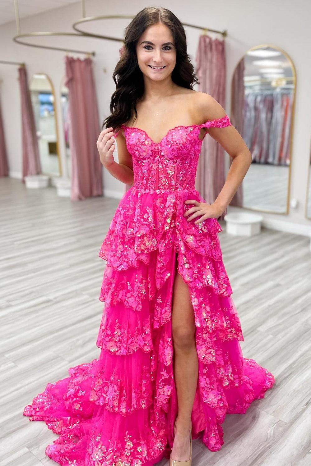 Off the shoulder Prom Dress Tulle Appliques Long Evening Dress