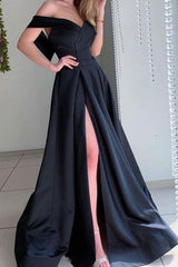 Black Prom Dress Satin Long Evening Dress