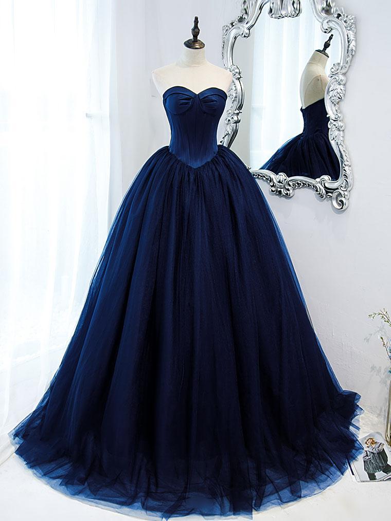 Black Prom Dress Sweetheart Neck Tulle Long Formal Gown Evening Dress