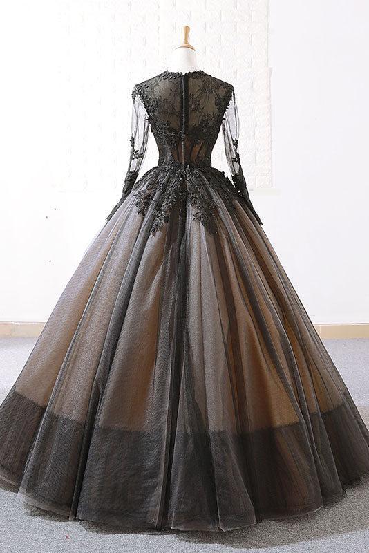 Black Prom Dress Tulle Lace Long Evening Dress