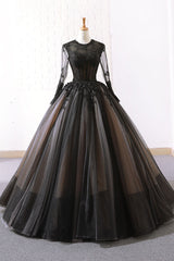 Black Prom Dress Tulle Lace Long Evening Dress