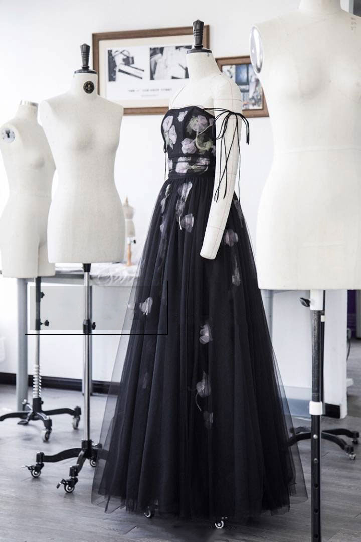 Black Prom Dress Tulle Long Evening Dress