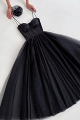 Black Prom Dress Tulle Short Evening Dress