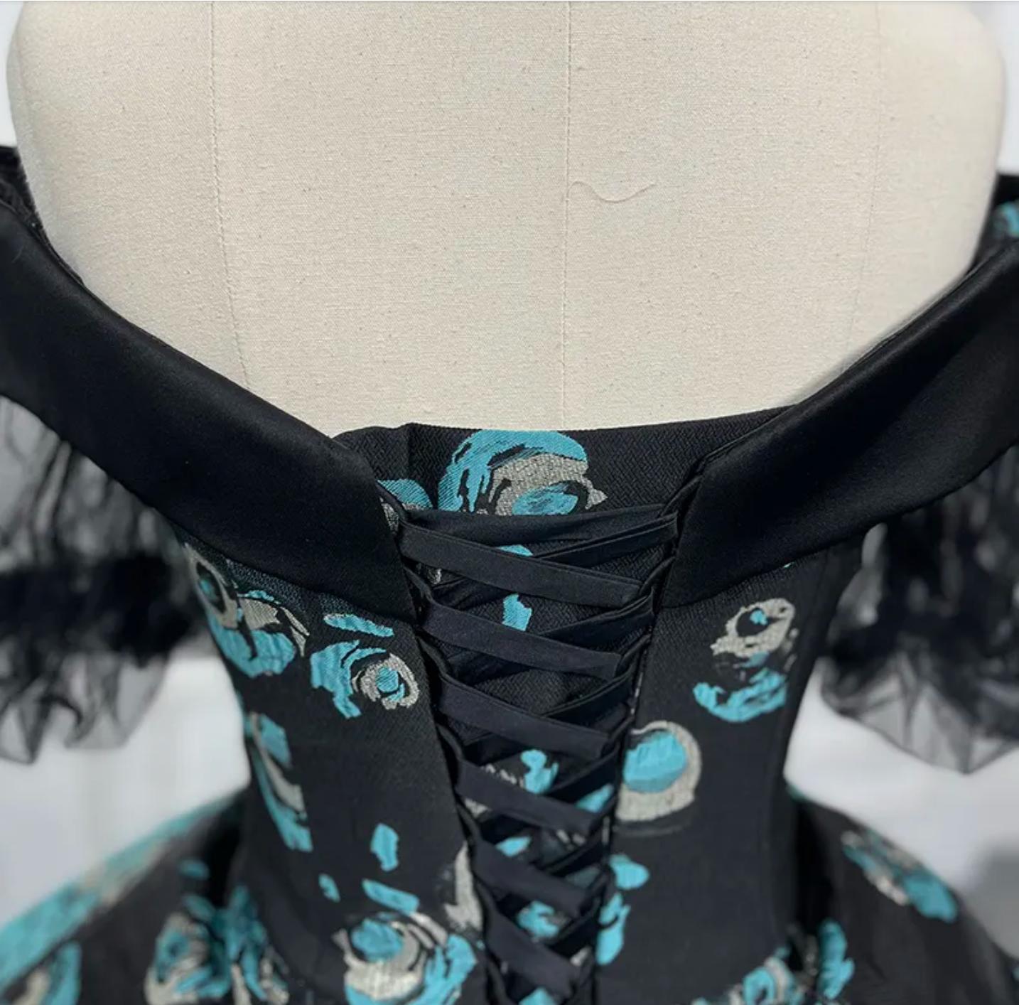 Black Quinceanera Dress Embroidered Ball Gown Sweet 16 Dress