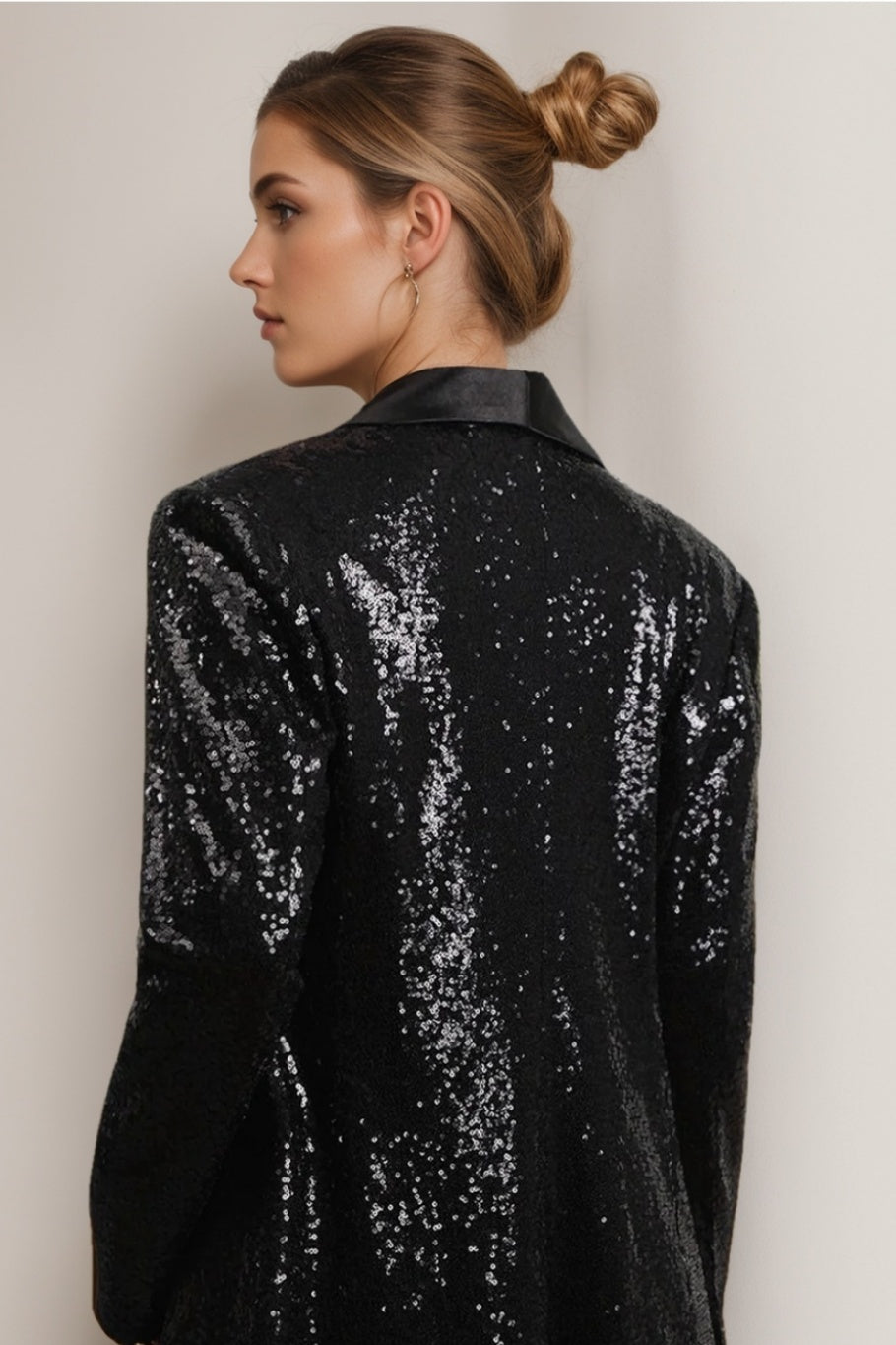 Black Sparkly Prom Blazer For Women With Fringe Details