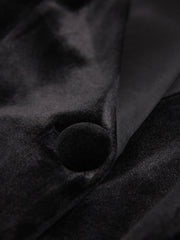 Black Velvet Coat For Women Featuring A Feather-Trimmed Peak Lapel