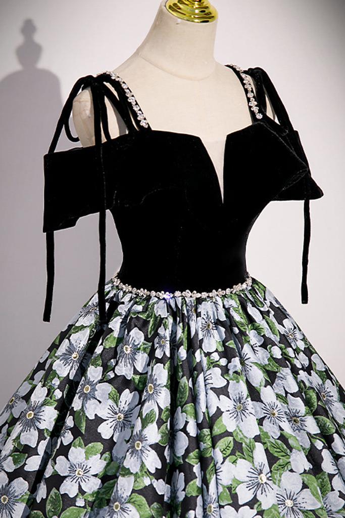 Black Velvet Formal Dress A Line Satin Long Evening Dress
