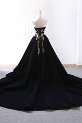 Black Velvet Formal Dress Lace Appliques Long Evening Dress