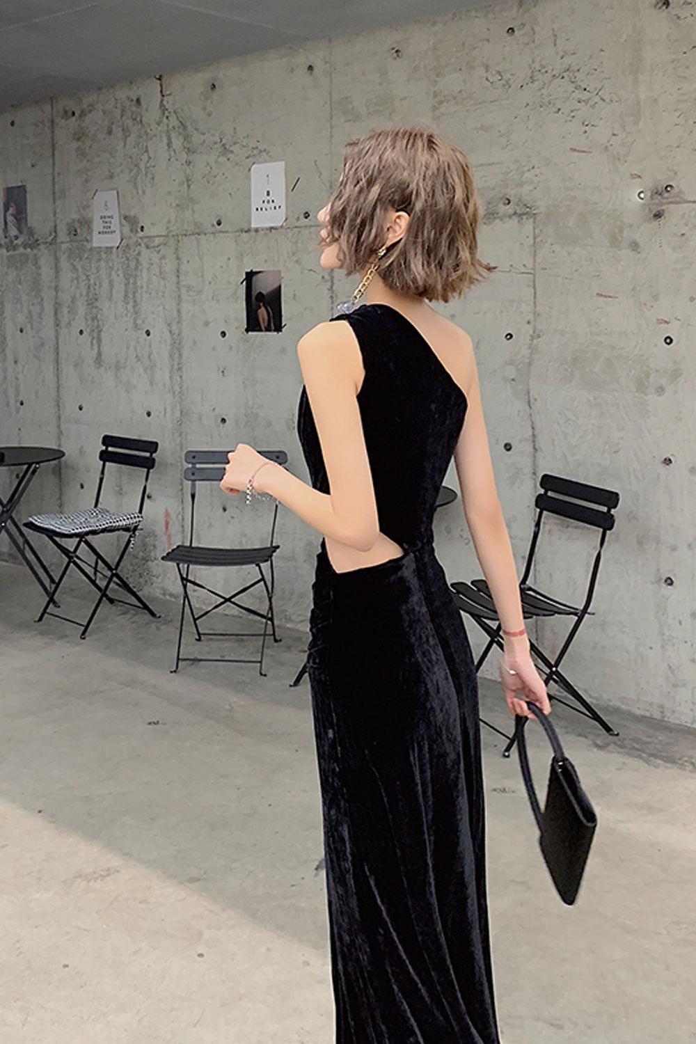 Black Velvet Formal Dress Long Evening Dress