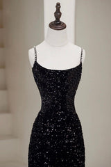 Black Velvet Formal Dress Mermaid Sequin Long Evening Dress