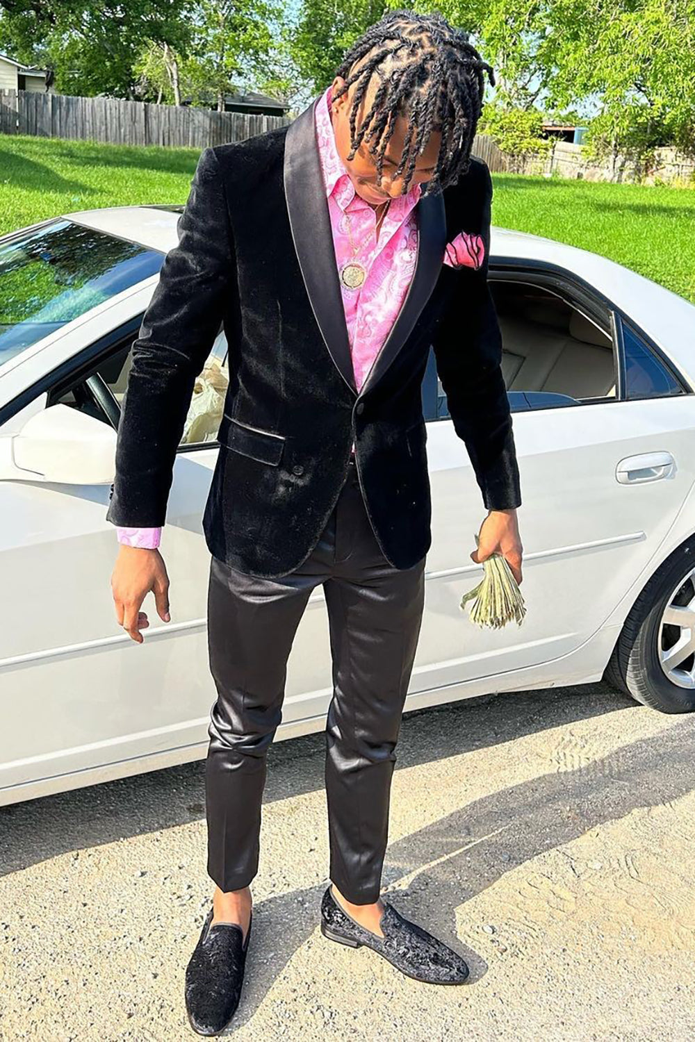 Black Velvet Shawl Lapel Men's Prom Blazer