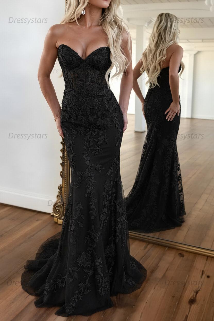 Lilac Prom Dress Corset Sweetheart Lace Mermaid Evening Formal Gown