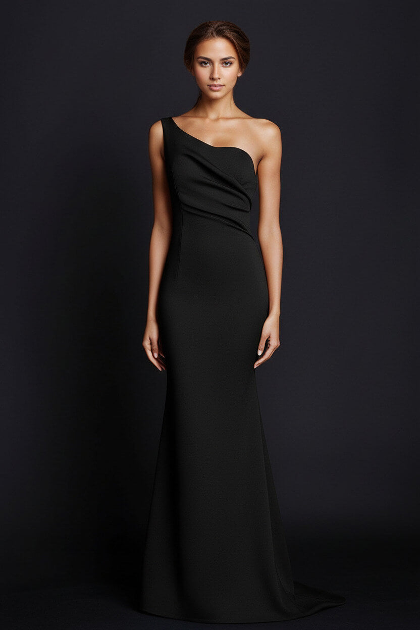 Dressystars One Shoulder Khaki Wedding Guest Dress Mermaid Long Formal Dress