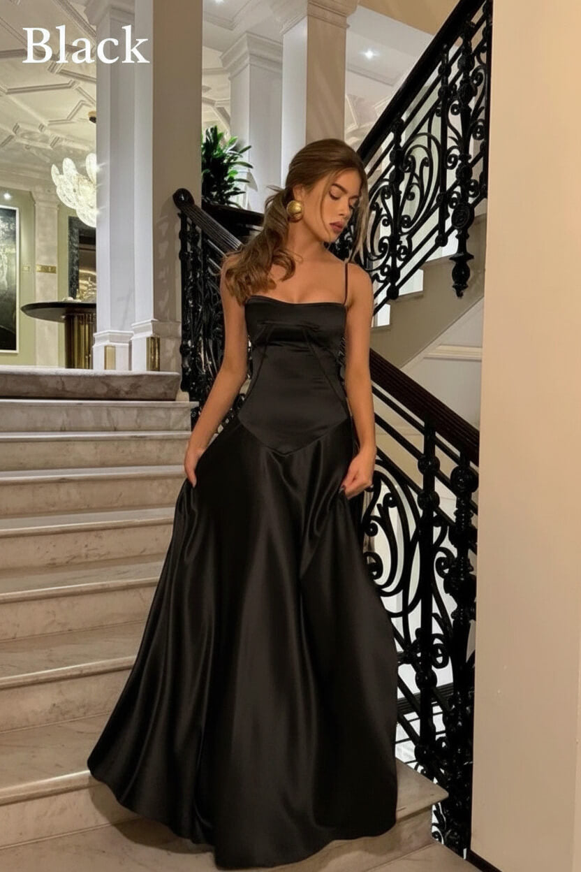 Dressystars Brown Luxe Silk-Look Long Evening Dress With Fitted Bodice Formal Evening Gown