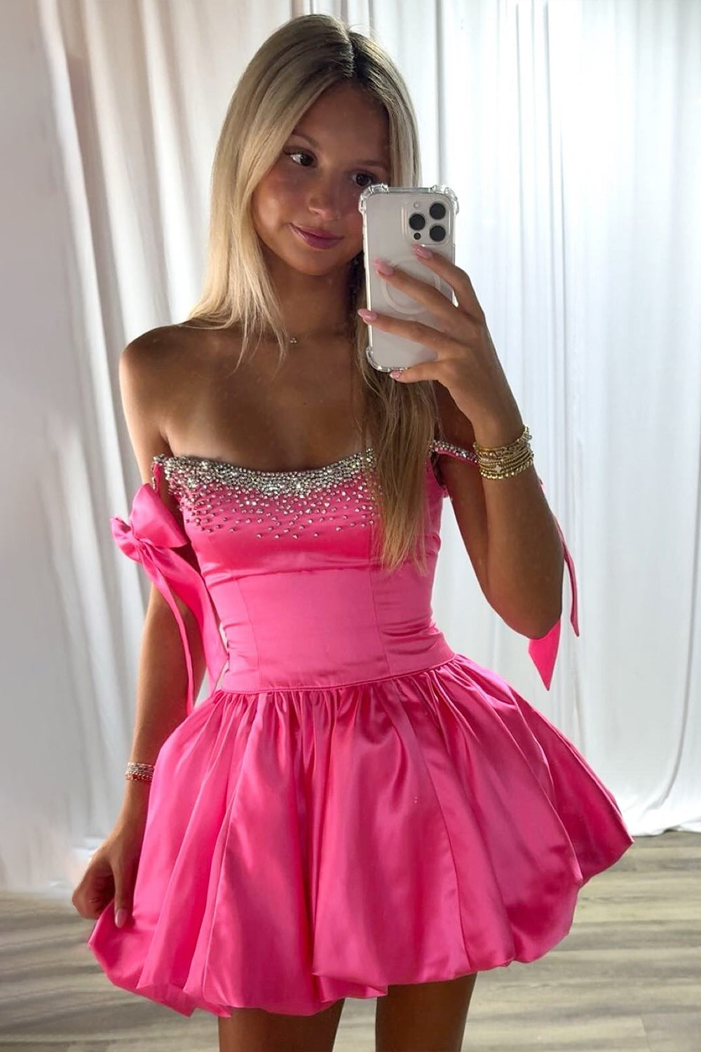 Blue Beaded A Line Homecoming Dresses Short Cocktail Dresses With Bow