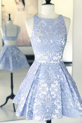 Blue Homecoming Dress Lace Short Party Cocktail Dress