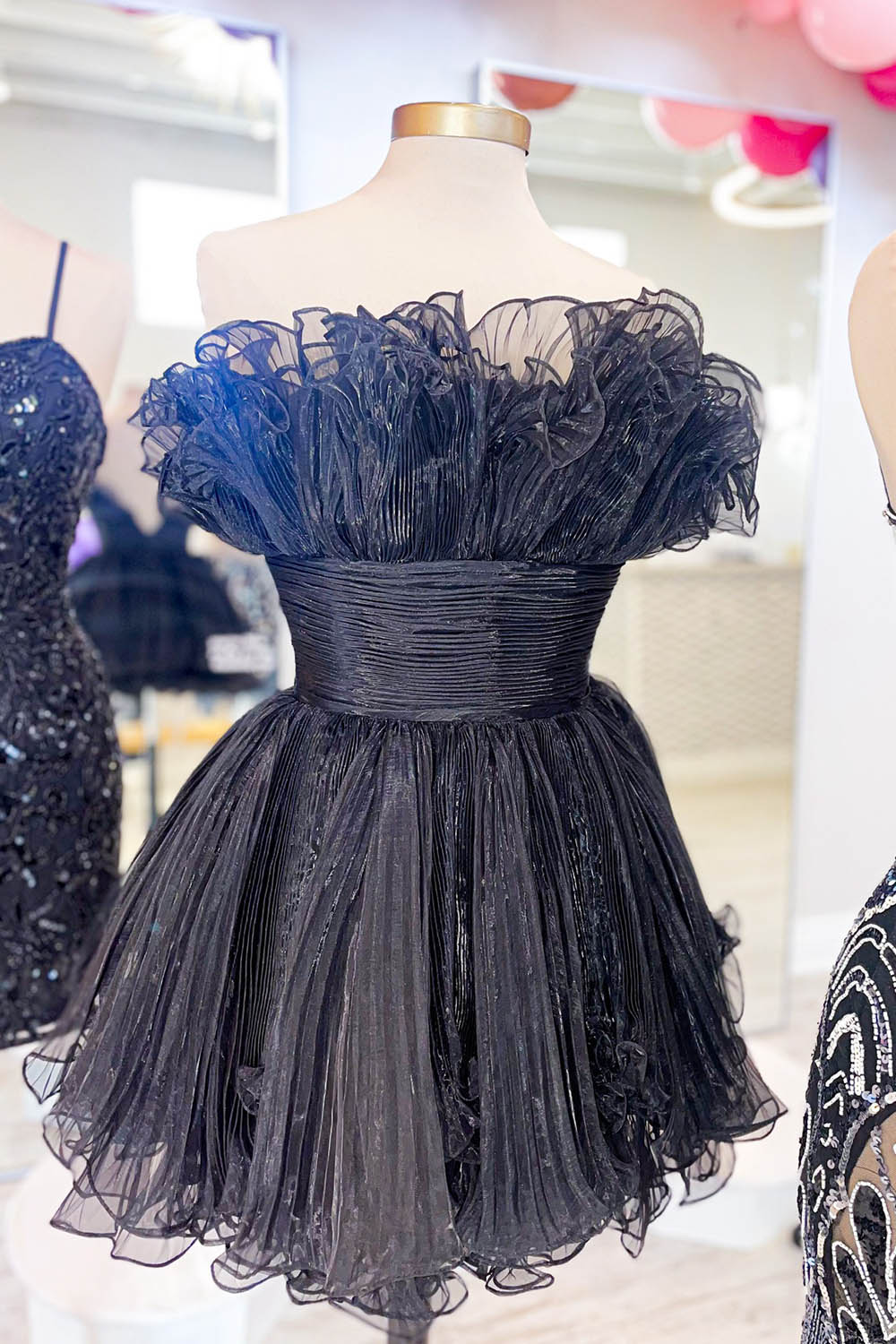 Blue Homecoming Dress Strapless Ruffled A Line Short Party Cocktail Dress