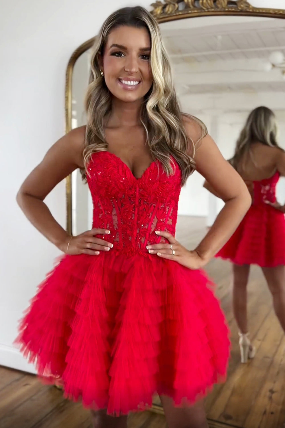 Blue Homecoming Dresses A Line Strapless Tiered Short Cocktail Dresses With Appliques