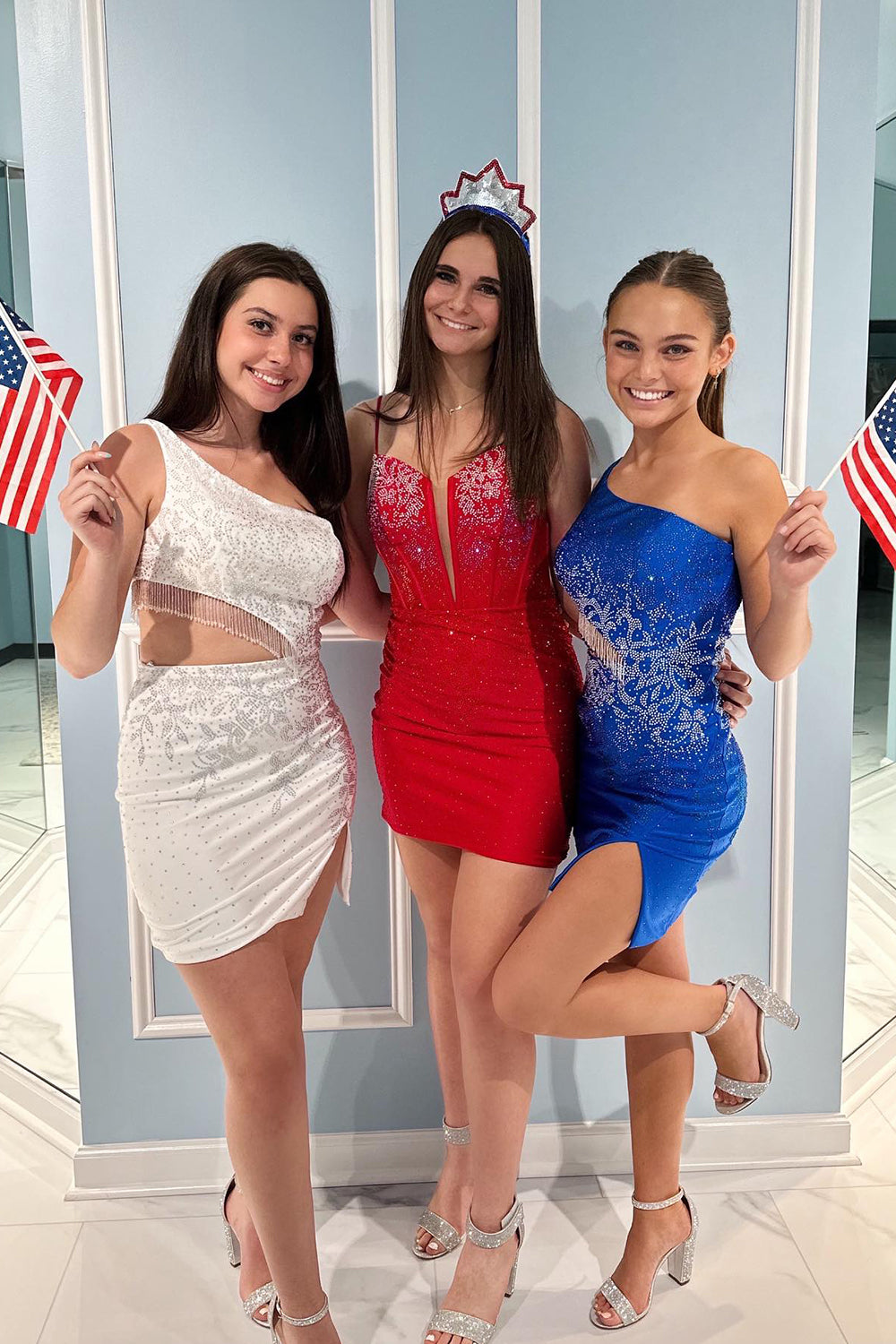 Blue Homecoming Dresses Beaded Corset Lace-Up Back Tight Short Cocktail Dresses