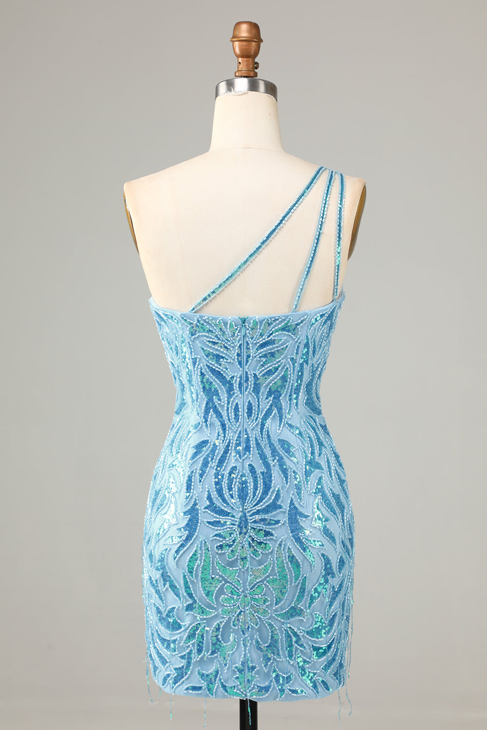 Blue Homecoming Dresses Beaded Fringed Tight Short Cocktail Dresses