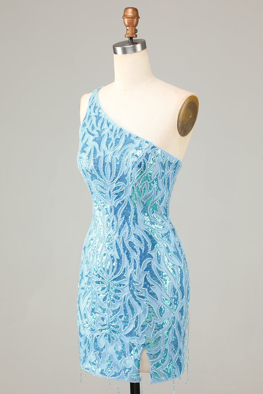 Blue Homecoming Dresses Beaded Fringed Tight Short Cocktail Dresses