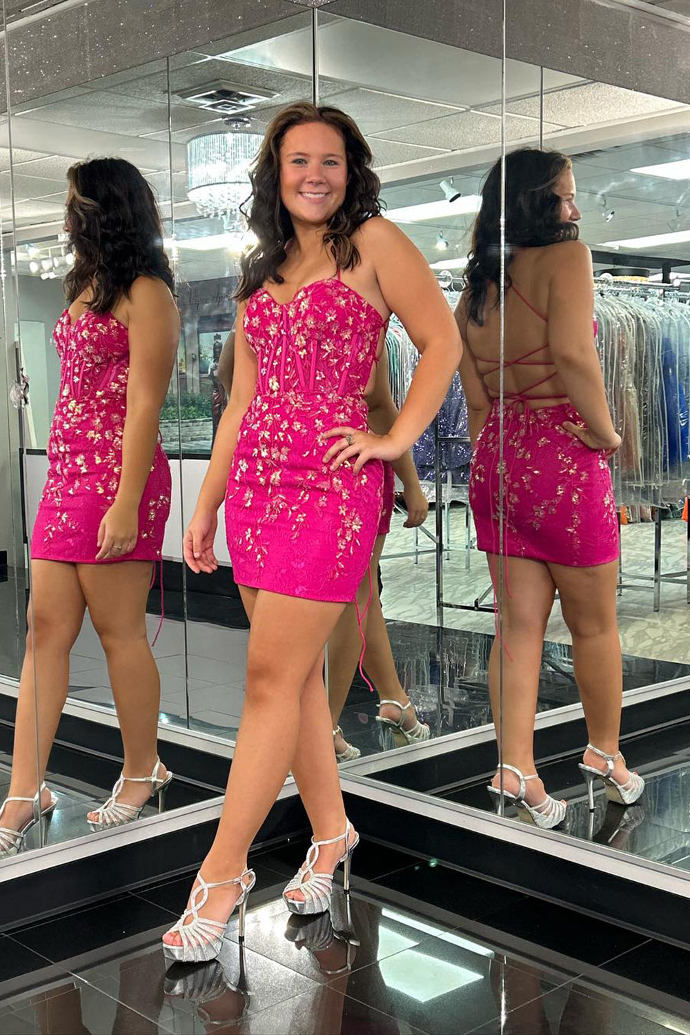 Blue Homecoming Dresses Corset Floral Tight Short Cocktail Dresses with Lace