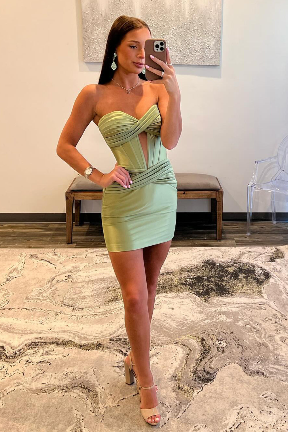 Blue Homecoming Dresses Corset Keyhole Tight Short Cocktail Dresses with Ruffles