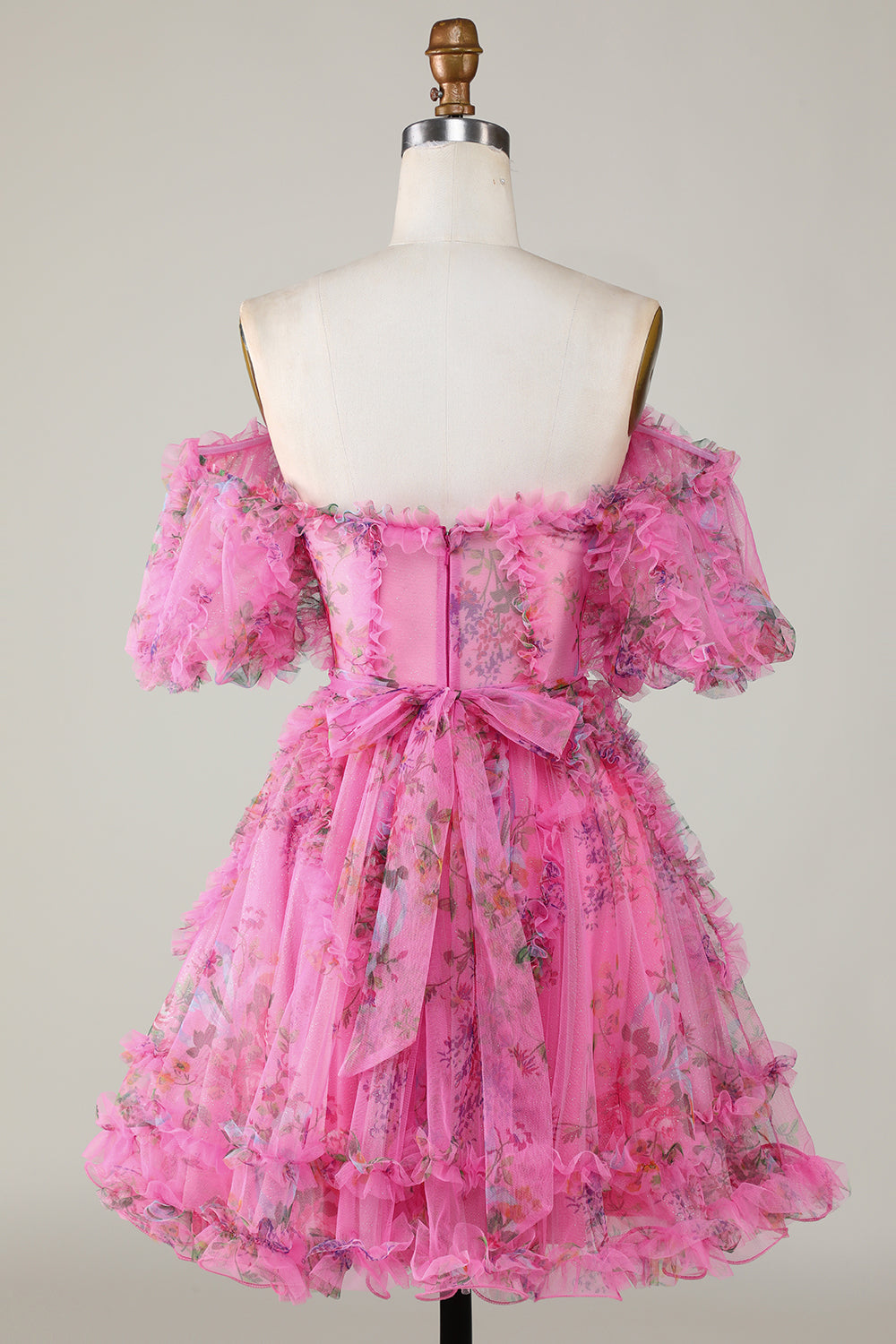 Blue Homecoming Dresses Floral Corset A-Line Short Cocktail Dresses
