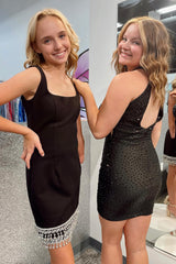 Blue Homecoming Dresses Halter Open Back Sequin Tight Short Cocktail Dresses