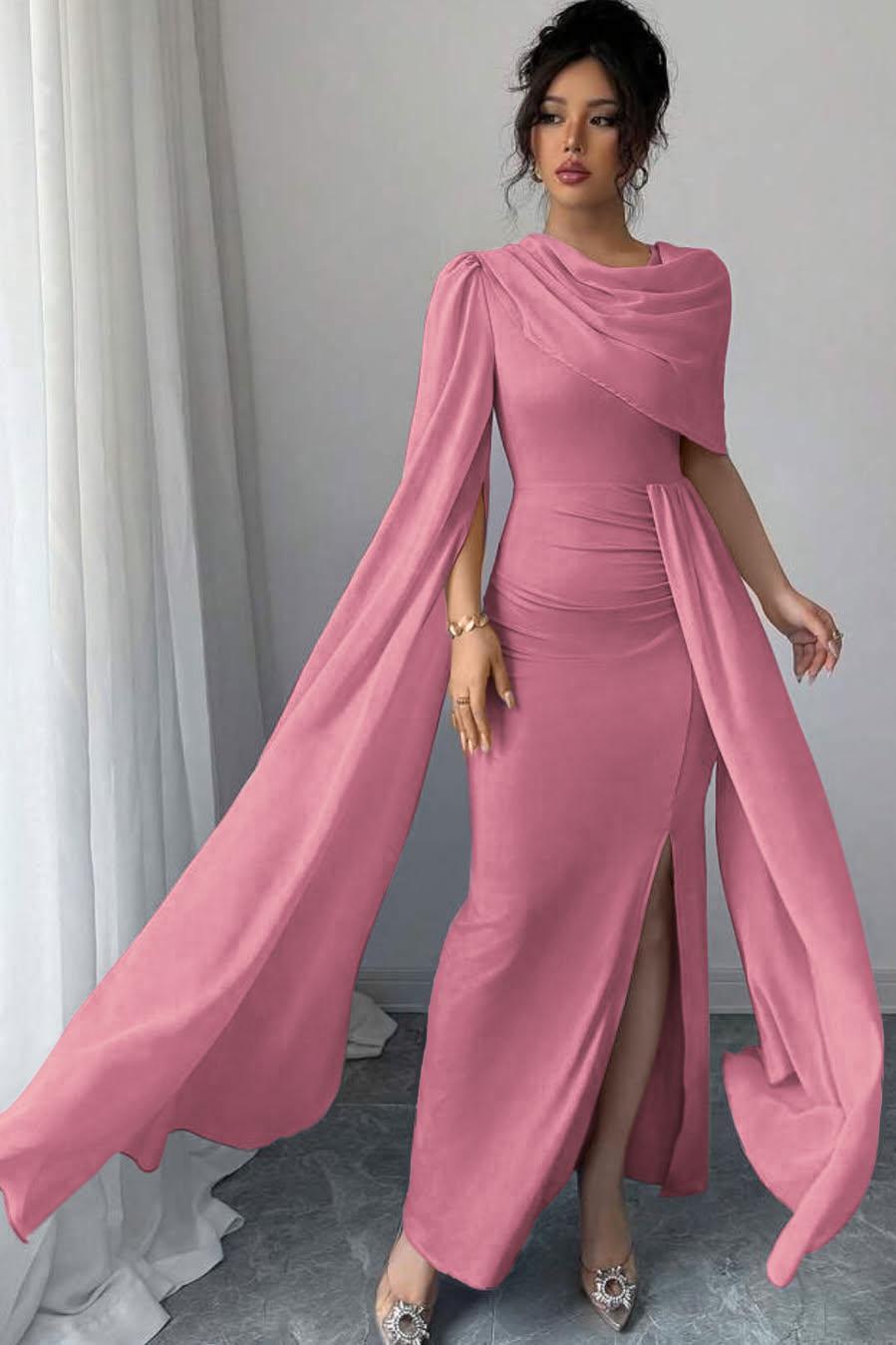 Blue Mermaid Prom Dress Cap Sleeve Crew Neck Satin Formal Dress