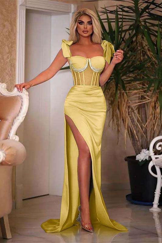 Blue Mermaid Prom Dress Sleeveless Straps Formal Dress With Beadings and Rhinestones