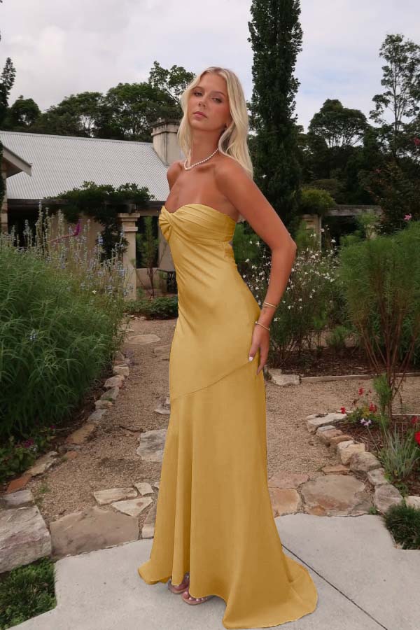 Blue Mermaid Prom Dress Sleeveless Sweetheart Satin Formal Dress