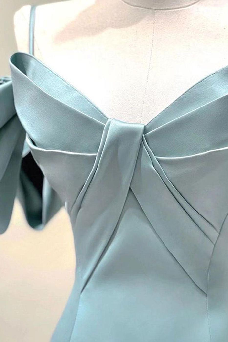Blue Prom Dress A Line Satin Long Formal Dress Evening Dress