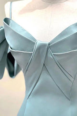 Blue Prom Dress A Line Satin Long Formal Dress Evening Dress