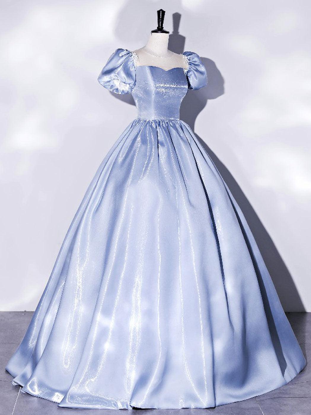 Blue Prom Dress Satin Long Formal Evening Dress