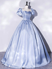 Blue Prom Dress Satin Long Formal Evening Dress