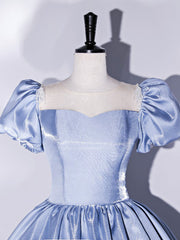 Blue Prom Dress Satin Long Formal Evening Dress
