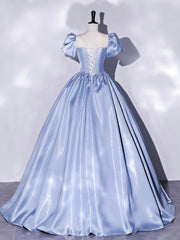 Blue Prom Dress Satin Long Formal Evening Dress